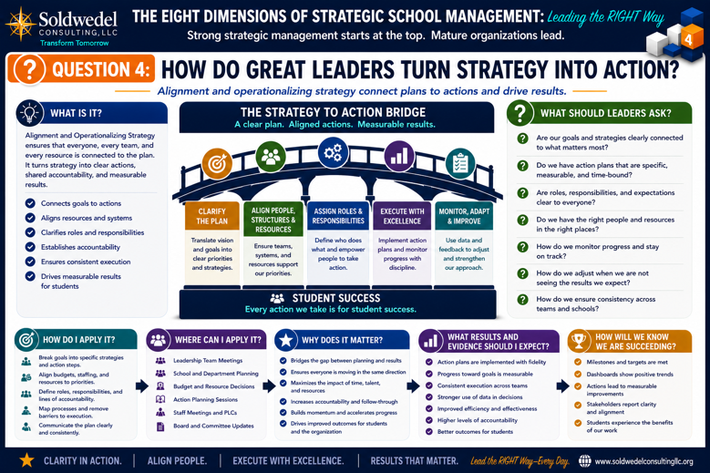 Dimension 4 poster: Alignment and Operationalizing Strategy &mdash; what it is, how to apply it, why it matters, and how to know you are succeeding
