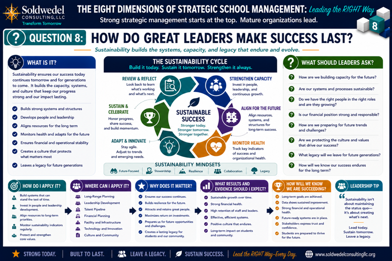 Dimension 8 poster: Sustainability &mdash; what it is, how to apply it, why it matters, and how to know you are succeeding